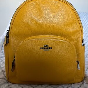 Coach Yellow Pebbled Leather Mini Backpack with Silver Hardware